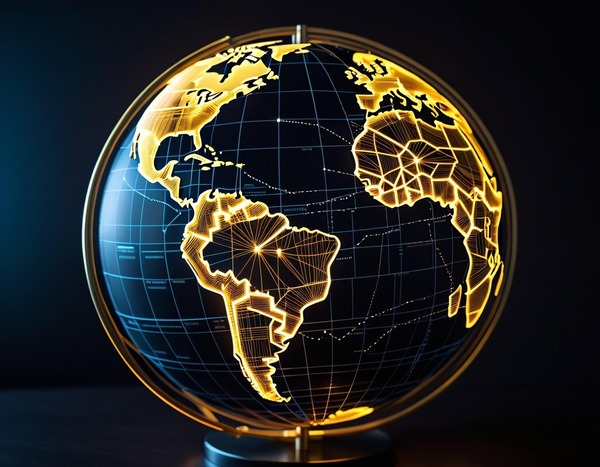 Global network of digital connections representing blockchain infrastructure worldwide