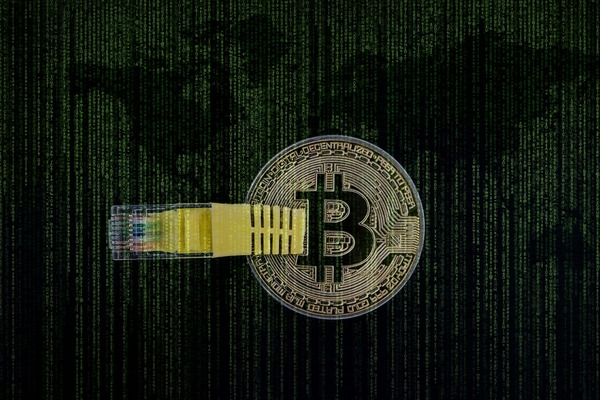 Digital wallet and blockchain security concept for cryptocurrency transfers